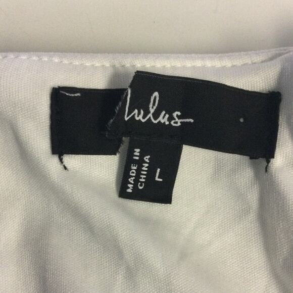 LULU'S SZ L Beaming Perfection White Pearl Organza Tie-Strap Mini Dress NEW B60 - Picture 7 of 8